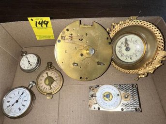 Lot Of Misc. Watch Parts, 1 Compass, 2 Pocket Watches