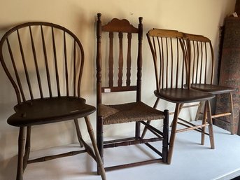 Windsor Bow & Banister Back Chairs (4) In  Total With (2) Matching All Have Been  Repaired