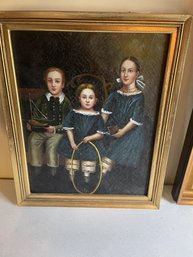 Lot Of (2) Reproduction Folk Art The Alling  Children By Oliver Eddy