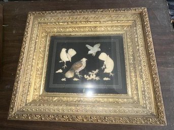 Mother Of Pearl Bird Picture, In Shadow Box Frame, Overall Size, 18'Tx21'W