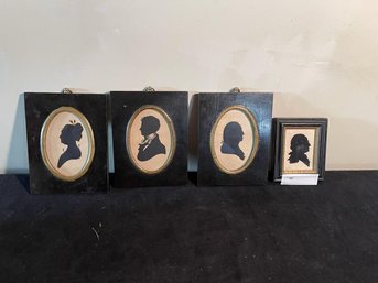 Lot Of (4) Silhouettes, Reproduction, 3 Are  Male & 1 Female