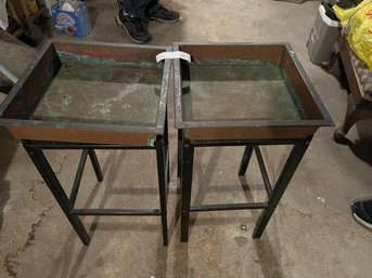 Pair Of Plant Stand With Copper Top, 22' Tall X 12' Square Top