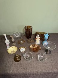 Lot Of Assorted Glassware & Vases, Sterling Weighted Compote, Creamers