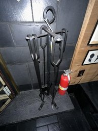Fireplace Tool Set Including Stand & 4 Pieces