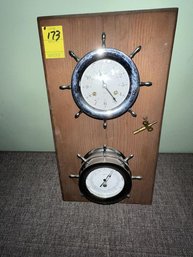 Barometer And Ships Wheel Clock, Schatz