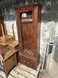 Pine Gun Cabinet, 2 Lower Doors, Damaged Needs Repair, 68'Tx25'W