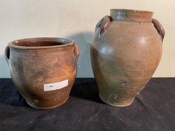 Lot Of (2) Pottery Crocks Armstrong &  Wentworth, Norwich, CT (poor Condition With  Cracks)