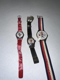 3 Wrist Watches, Mini Mouse - Not Working, Hopalon 3 Wrist Watches, Mini Mouse - Not Working, Hopalong Cassidy - Not Working And Missing Glass, Howdy Doody Time 1971 Swiss Made - Working