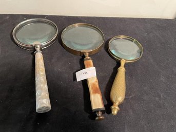 Lot Of (3) Large Hand Held Magnifying Glasses