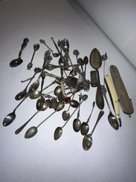 Lot Of Misc. Plated Silver, Commemorative Spoons, Lot Of Misc. Plated Silver, Commemorative Spoons, Straight Razor