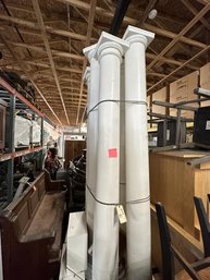 Lot Of (6) Pillars With Wood Bases 10' Tall