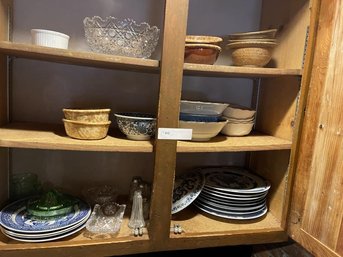 Lot Of Modern Country Platter, Pottery Bowls,  Willow Plater