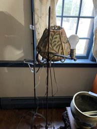Lot Of (2) Iron Floor Lamps Only One Has  Shade & One Needs Plug Repair