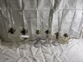Lot Of (6) Glass Oil Lamps