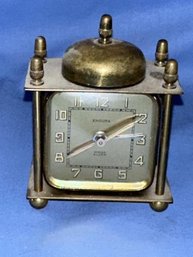 Endura Jeweled Alarm Clock, Made In France, Brass Case, 4' Tall X 3' Wide