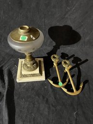 Kerosene Lamp Base, Brass  Pair Of Brass Anchor Candle Stick Holders