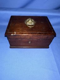 Document Box, Antique, Walnut, Lion Head Handle, 3'Tx6.5'Wx4.5'