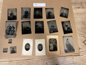 Lot Of (17) Tin Types, Most In Good Shape, (1) Portrait Bent, 1'x1'  To 2'x4'