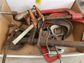Lot Of Wood & 'C' Clamps Of Assorted Sizes