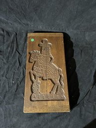 Wooden Cookie Mold, 2 Board, Carved Man On Horse, 19.5' Tall X 9.5' Wide