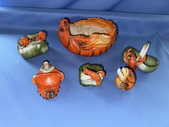 Lot Of 6 China Items, Bavaria Lobster Bowl - Cracked, German Souvenir Items