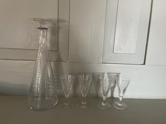 Lot Of (7) Cordial Glass & Decanter, Stamped Webb Corbett