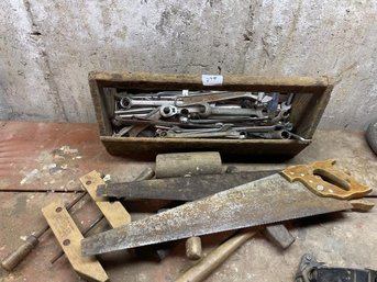 Lot Of Tool Carrier, Box Of Wrenches, (2)  Socket Driver