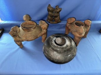 Lot Of 4 Pottery Items, 6' To 7.5' Tall