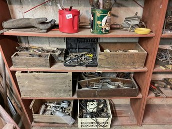 Lot Of Assorted Tools (All 4 Shelves)  Including: Screw Drivers & Clamps, Etc.