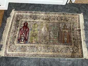 Scatter Rug, Center Scenic Panels, 34' X 55',  Silk, Recently Cleaned