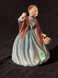 Royal Doulton Figurine 'Lady Charmian' Minor Chips Of Flowers, 8' Tall