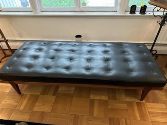 Daybed; Leather & Teak, 16' Tall X 77' X32'