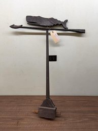 Reproduction Whale & Harpoon Weather Vane, Wood, Painted Black, 29.5' Long