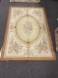Needlepoint Rug, Gold Floral, 48'x72' Original Price Tag $1,125