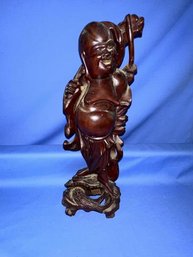 X`x`Oriental Carved Wooden Figure Of Man, 13' Tall