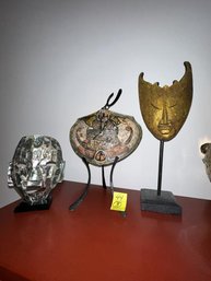 Lot Of (2) Masks & Modern Clock