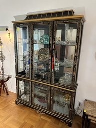 China Closet With 6-Doors, 3- Glass Interior  Shelves, Beveled Glass, Chinese Decorated, 7'  Tall X 56' Wide X 15' Deep (CONTENTS NOT  INCLUDED)