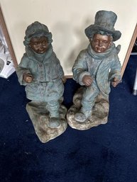 2 Resin Outdoor Statues, One Has Cracked Foot, 20' Tall