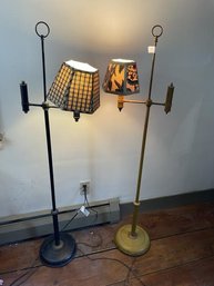 Pair Of Floor Lamps; One Black & One Mustard  Yellow