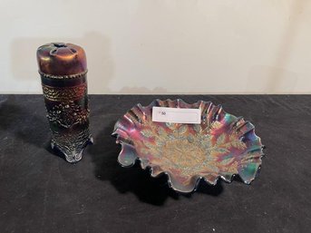Lot Of (2) Carnival Glass