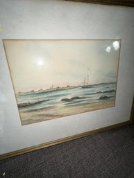 Watercolor, Ship, Unsigned 9.5'x13' Image Watercolor, Ship, Unsigned 9.5'x13' Image