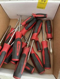 Lot Of Snap-On Screw Drivers; Flat Head &  Philips