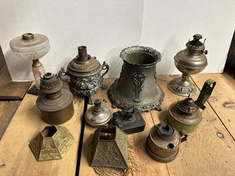 Lot Of Misc. Kerosene Lamps And Parts