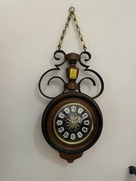 Hanging Wall Clock, German, Has Key, 34' Long  & 13' Clock Diameter