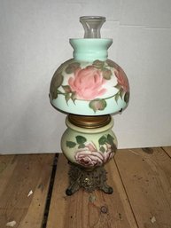 Original Gone With The Wind Kerosene Lamp, Floral Font & Shade