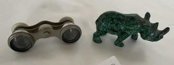 Opera Glass & Green Stone Rhino