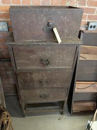 Early Four Drawer Chest With Heart Pulls, Poor Condition, 45' Tall X 23.5' Wide X 10' Deep