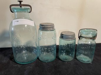 Lot Of (4) Ball Jars Including Millville,  Lighting Jar, Mason Jar