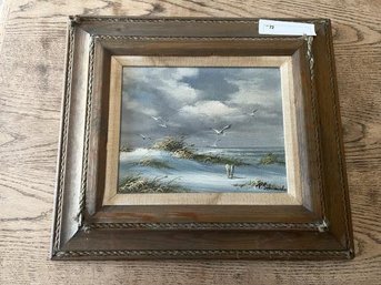 Painting Of Beach With Gulls, Signed P. Edwards 8'x10' Plus 3.5' Matt & Frame