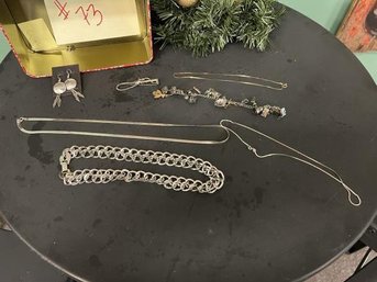Lot Of Sterling Silver Jewelry; Including Earrings, Necklace & Bracelets